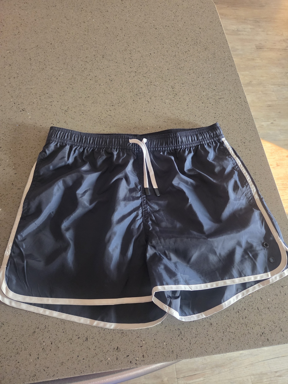 Simons Navy Blue Men's Swim Trunks with White Trim